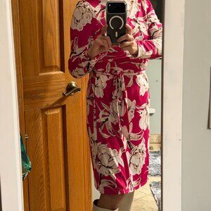 INC midi floral wrap dress M NWT